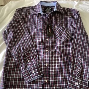 NWT MENS Blue Striped Front Pockets Button Down Flannel Shirt Size XL-Nice!